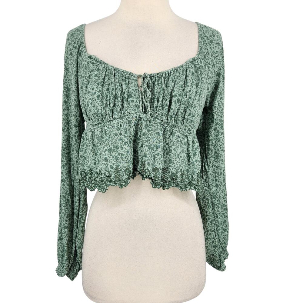 Hollister Y2K Milkmaid Floral Lace Crop Top – Size Small